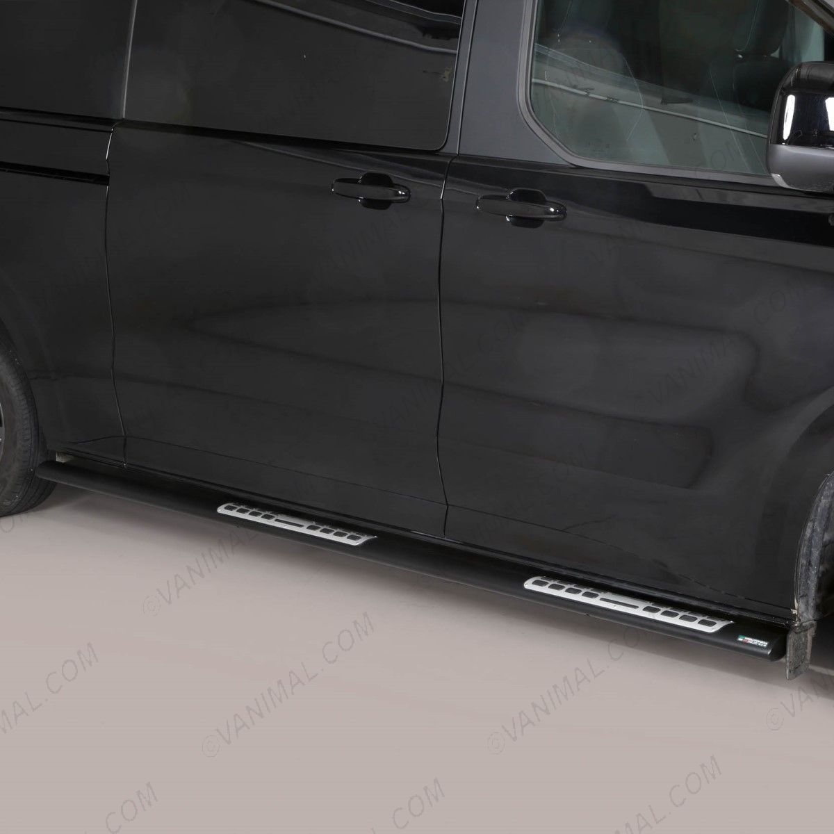 Ford Transit Custom 2023- LWB Black Side Bars with Side Steps