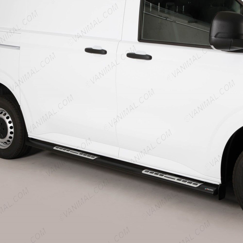 Ford Transit Custom 2023- SWB Black Side Bars with Side Steps