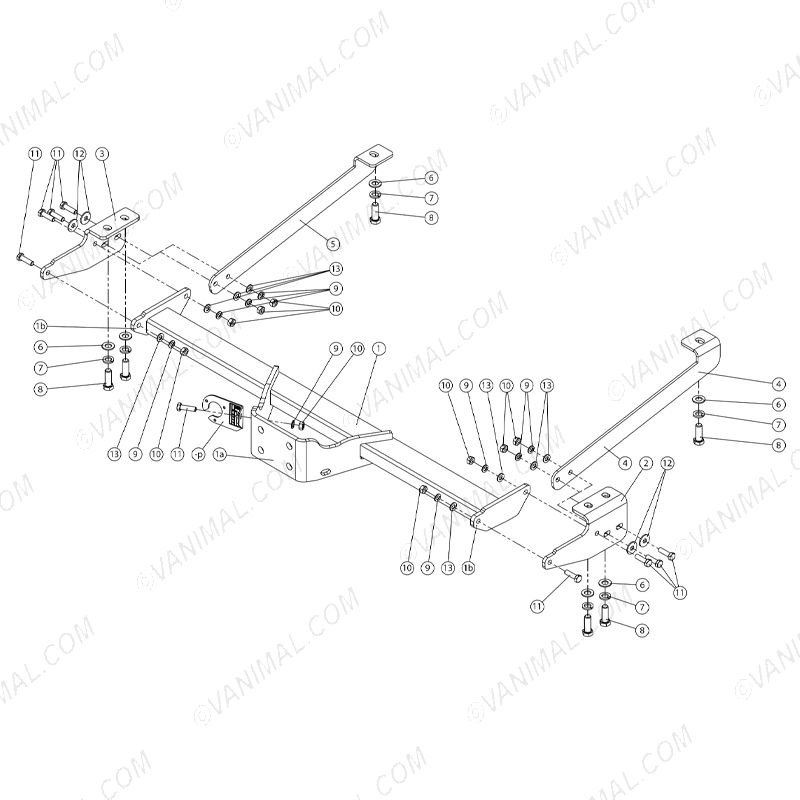 Nissan NV300 (2016-) Flange Tow Bar Fitting Diagram