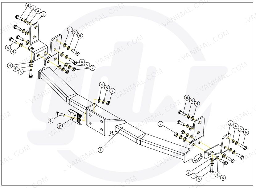 Maxus Deliver Tipper EV80 Tow Bar Diagram