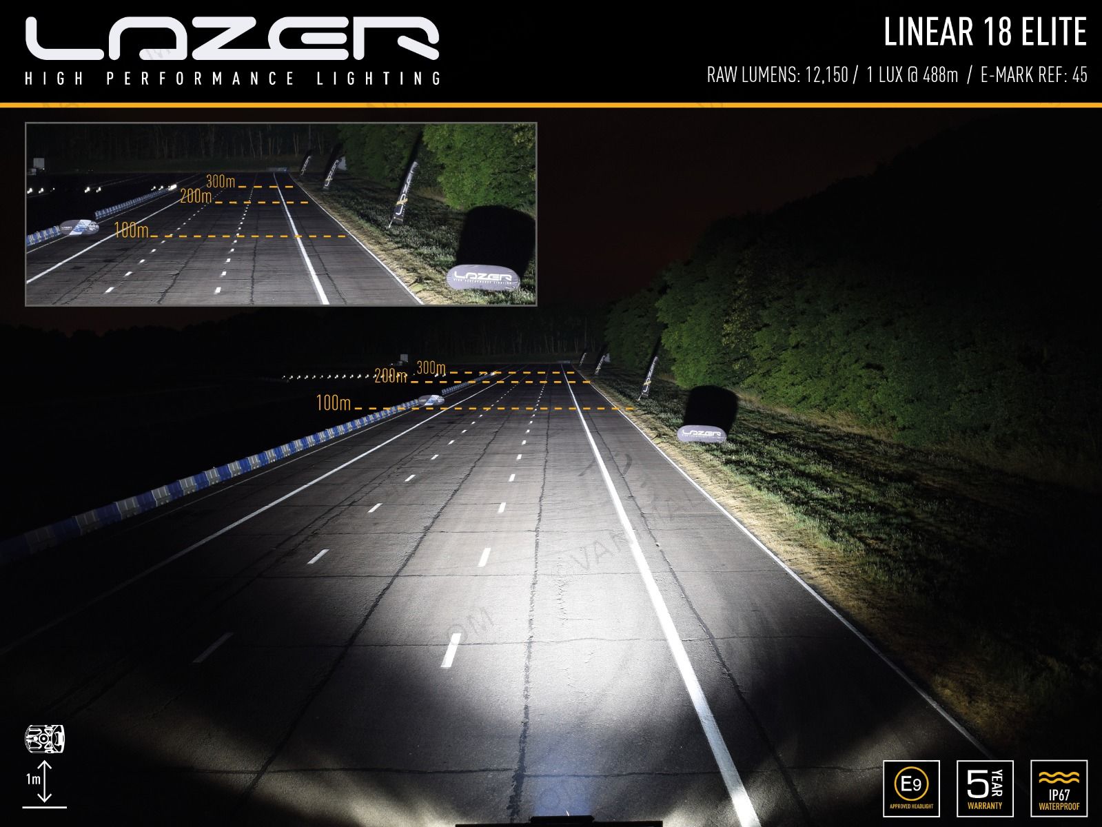 Lazer Lamps Linear-18 Elite Beam Pattern