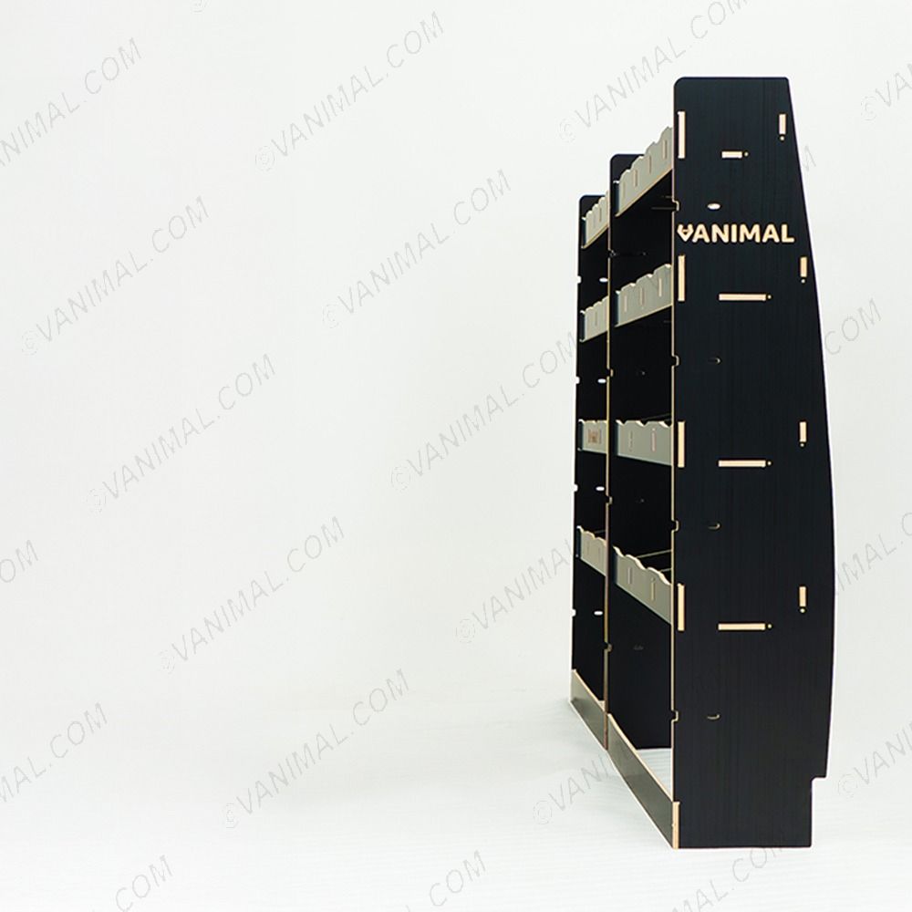 Rear van view of the Nissan Interstar 2025- Hexaboard Driver Side Van Racking (Multi-Compartment)