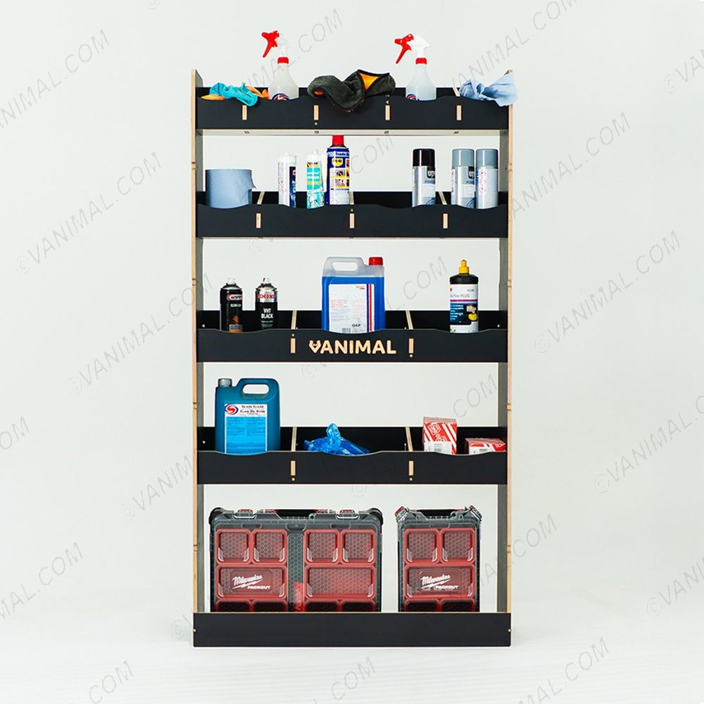 Nissan Interstar 2025 bulkhead van racking in black hexaboard finish