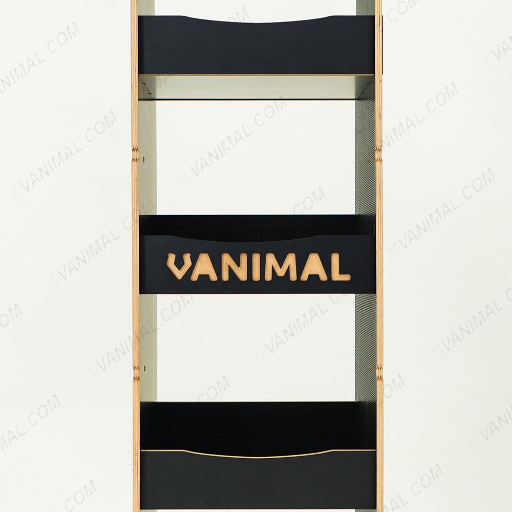 Close-up front view of the racking compartments 