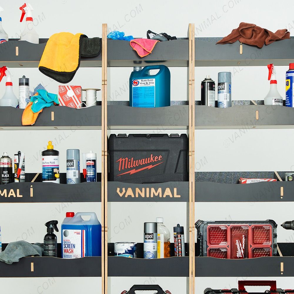 Nissan Interstar 2025 hexaboard driver‑side and nearside racking with front and rear shelving