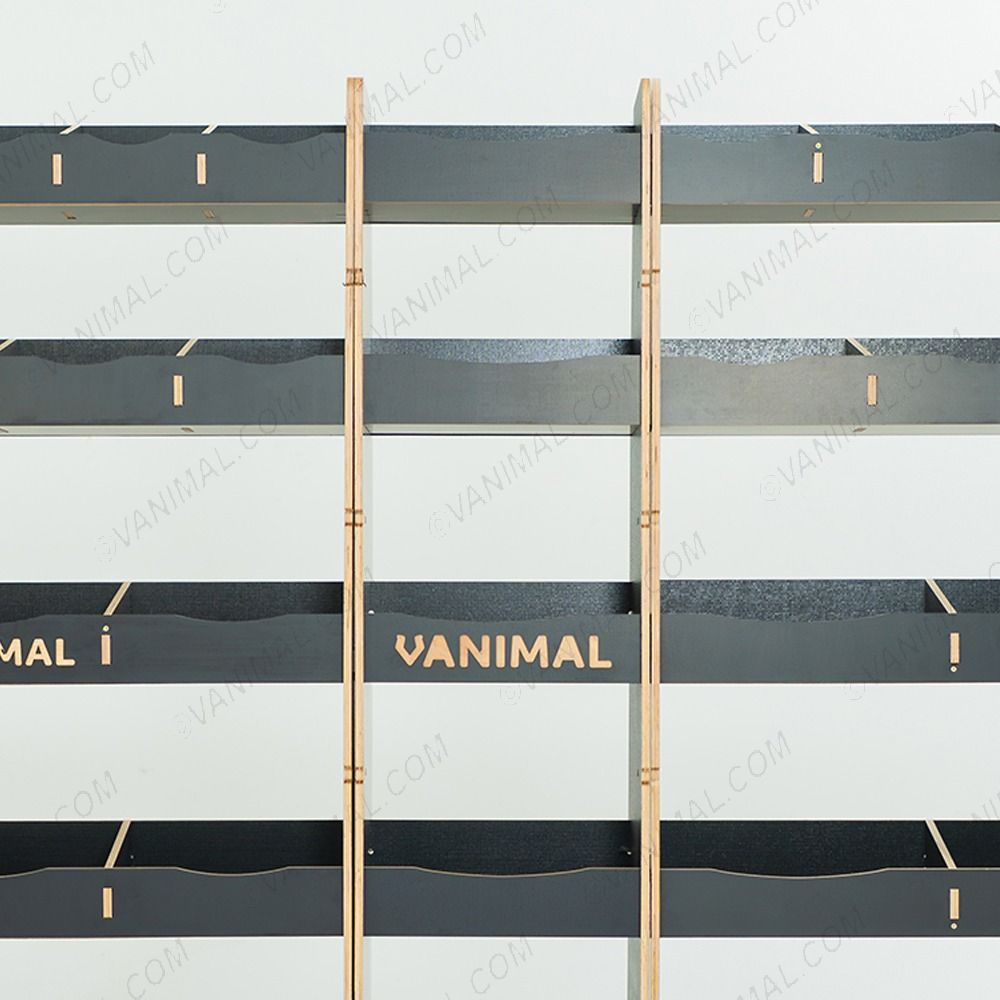 Complete hexaboard shelving system for Nissan Interstar 2025 L3 with front, middle infill and rear units