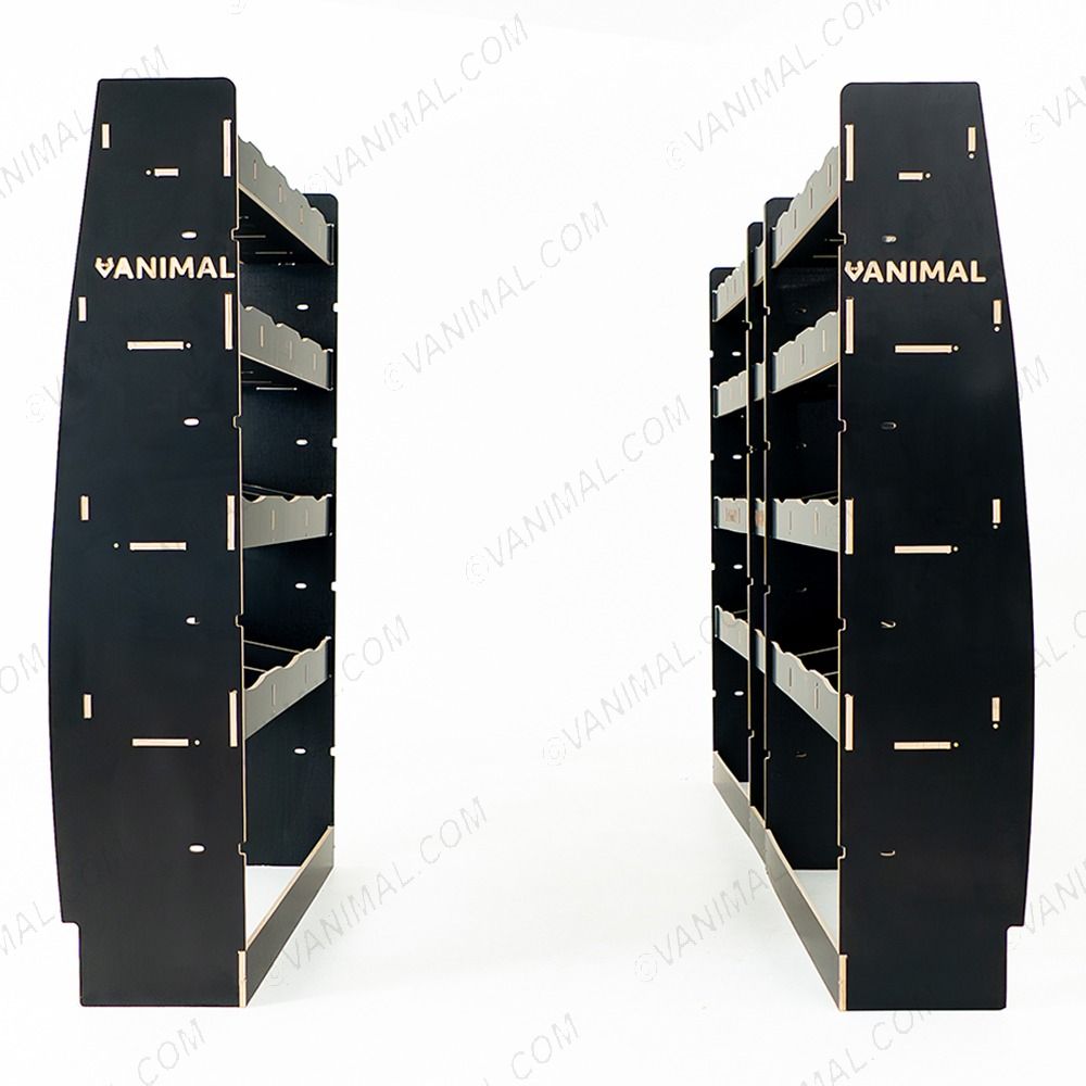 Heavy‑duty hexaboard L3 racking for Nissan Interstar 2025 with front, middle infill and multi‑compartment rear storage