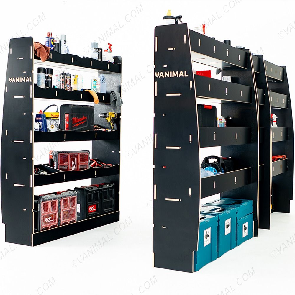 Complete Nissan Interstar 2025 hexaboard racking system with front module, L3 middle infill and NS/OS rear units