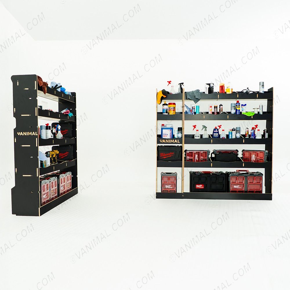 Heavy‑duty hexaboard triple‑module racking for Nissan Interstar 2025 L3 with bulkhead and full‑height shelving