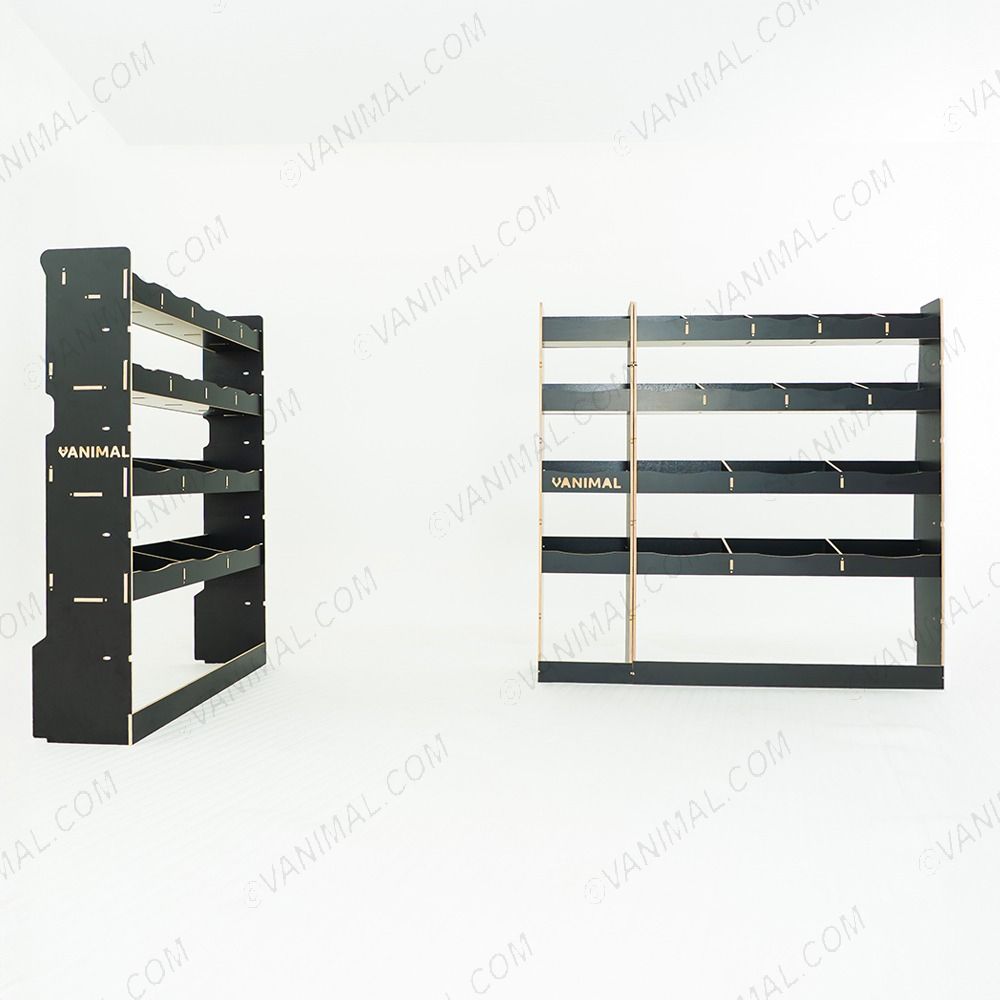 Professional hexaboard L3 van racking configuration for Nissan Interstar 2025 with bulkhead and multi‑compartment modules