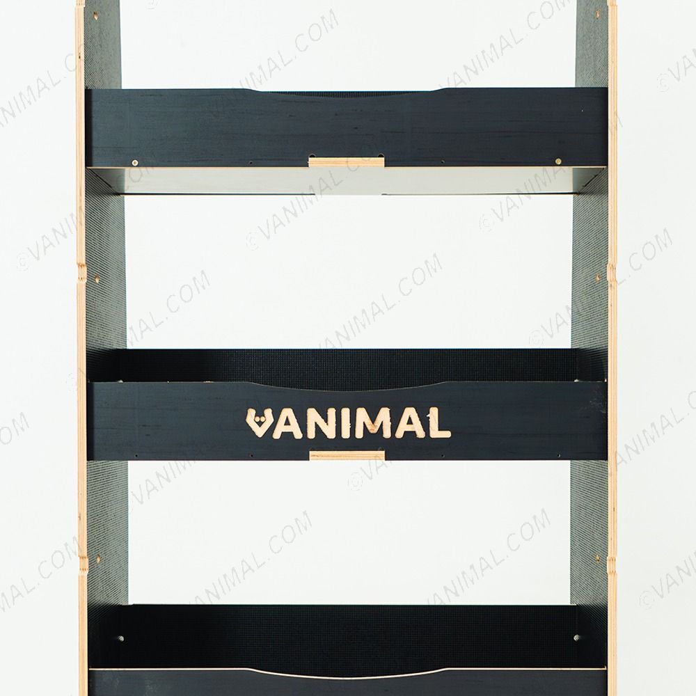 Close-up view of the racking compartments 