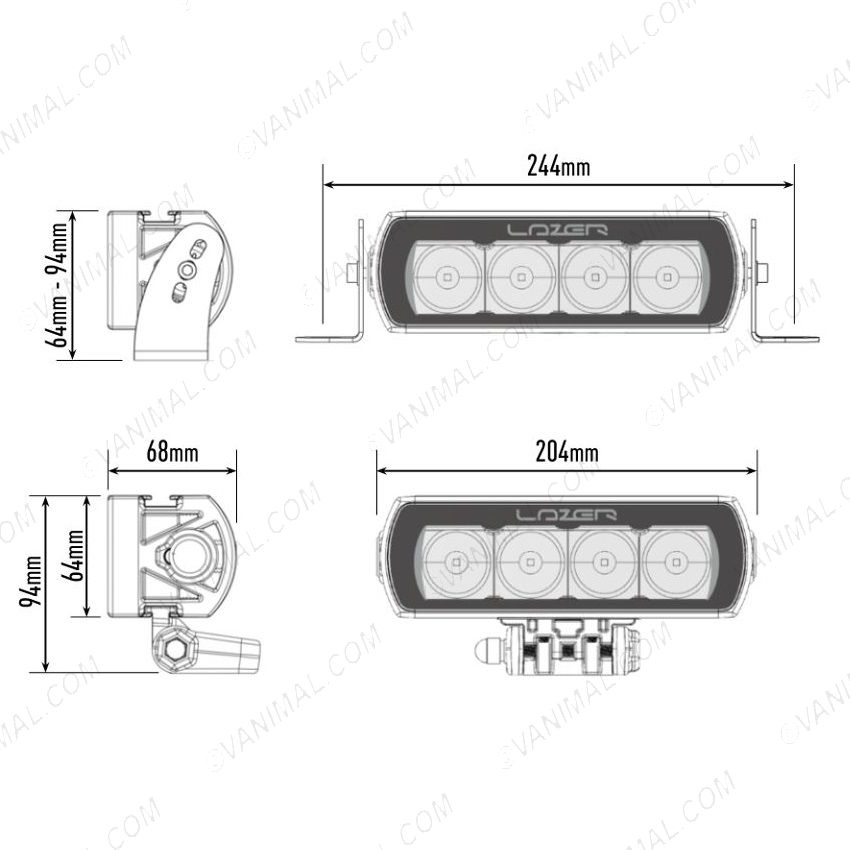 Lazer Lamps ST4 Evolution LED Light Bar Dimensions