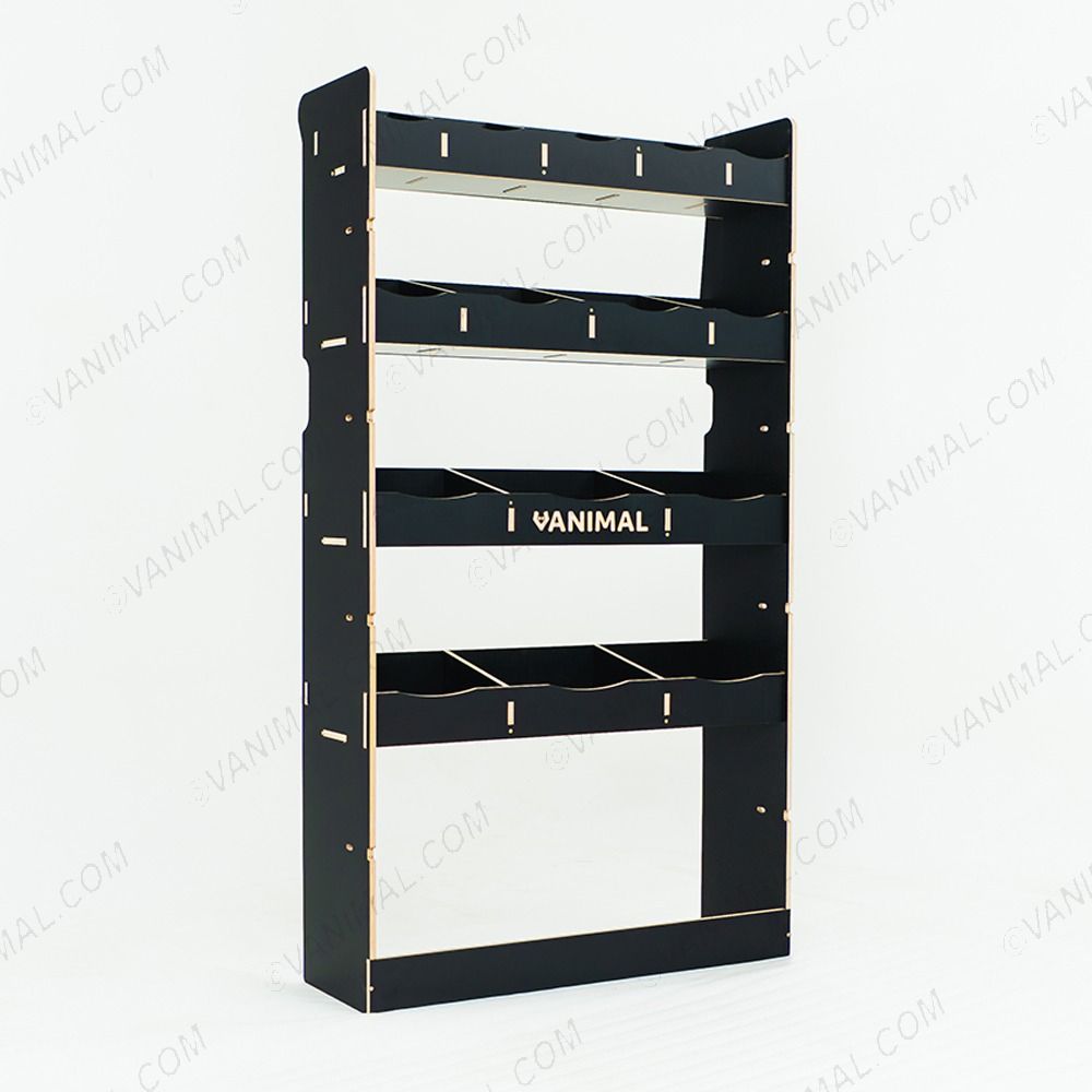 High‑capacity hexaboard racking system for Nissan Interstar 2025 with bulkhead and dual rear 15‑compartment modules