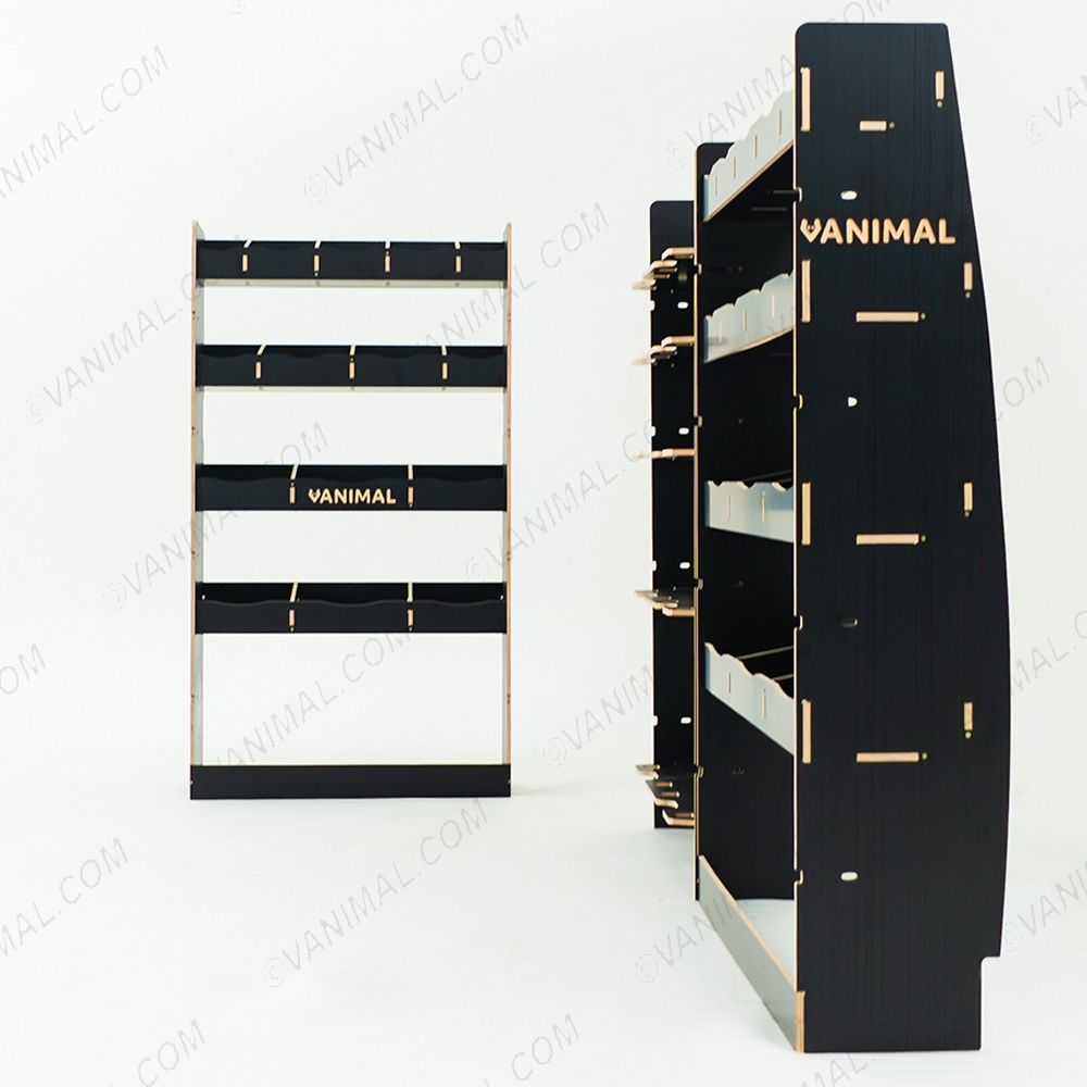 Complete Nissan Interstar 2025 hexaboard racking system with bulkhead, Festool shelves and OS rear 4‑shelf module