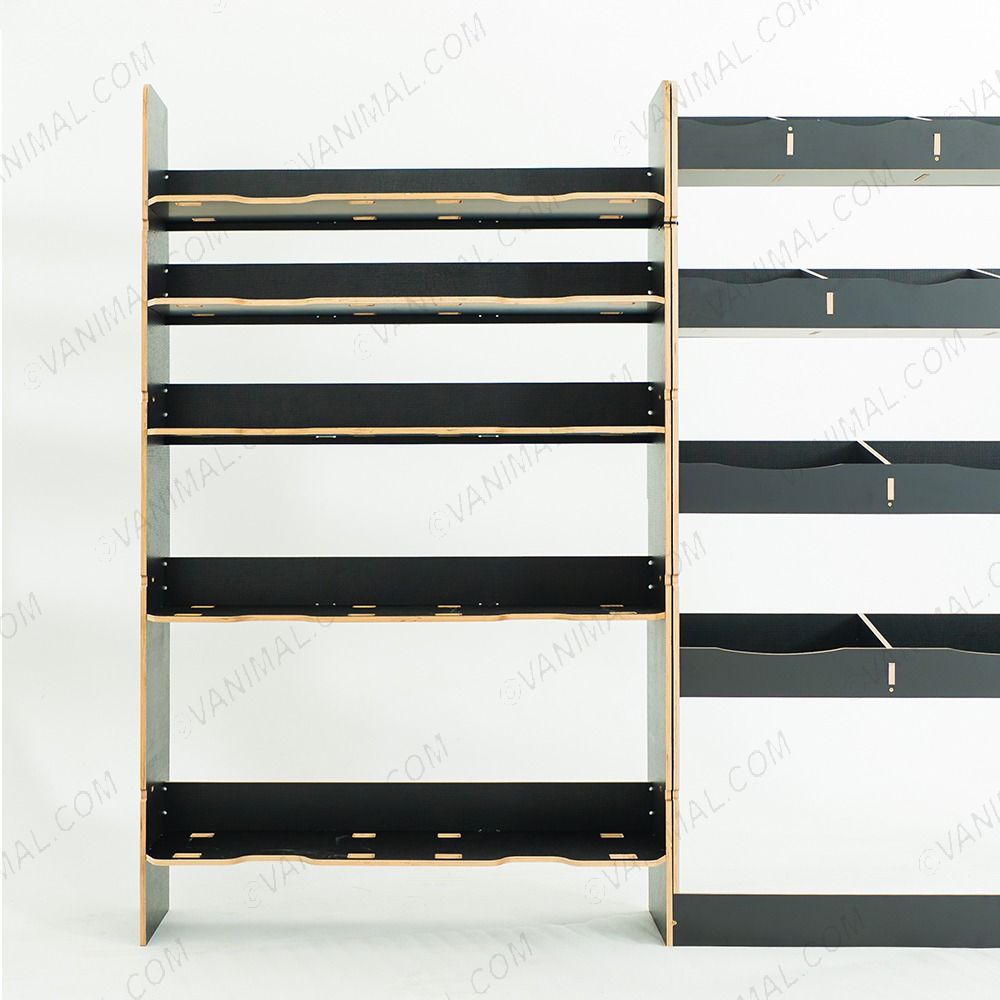 Nissan Interstar 2025- MWB Hexaboard Driver Side with Front Festool and Bulkhead (Triple Pack) displayed with tools and toolboxes