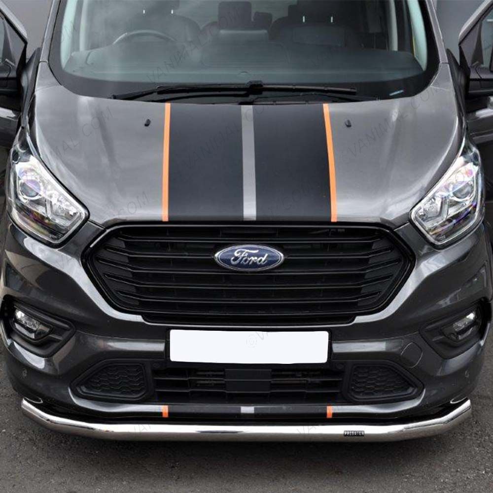 Close-up view of the Transit Custom Sport 2018-2023 Polished Spoiler Bar