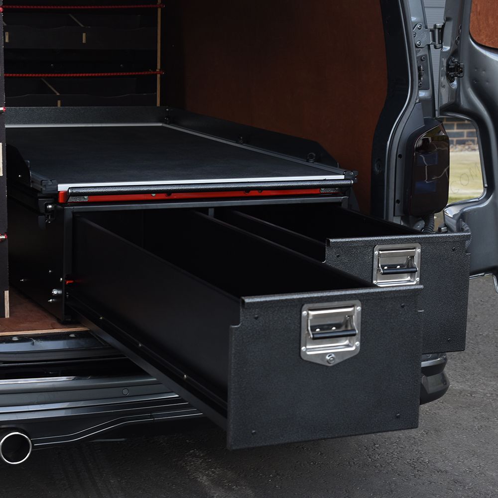 ProTop Sliding Deck Deep Twin Drawers displayed open - 1230mm wide