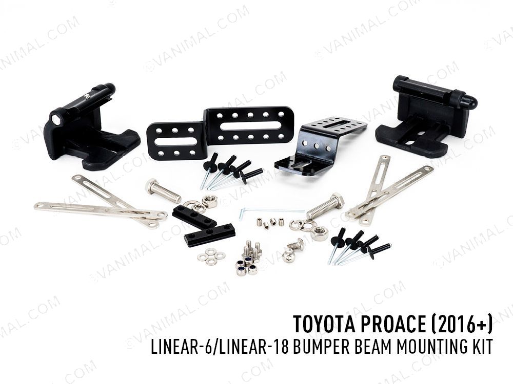 Toyota Proace (2016-2023) Linear-18 LED Light Bar Bumper Integration Fitting Kit Brackets