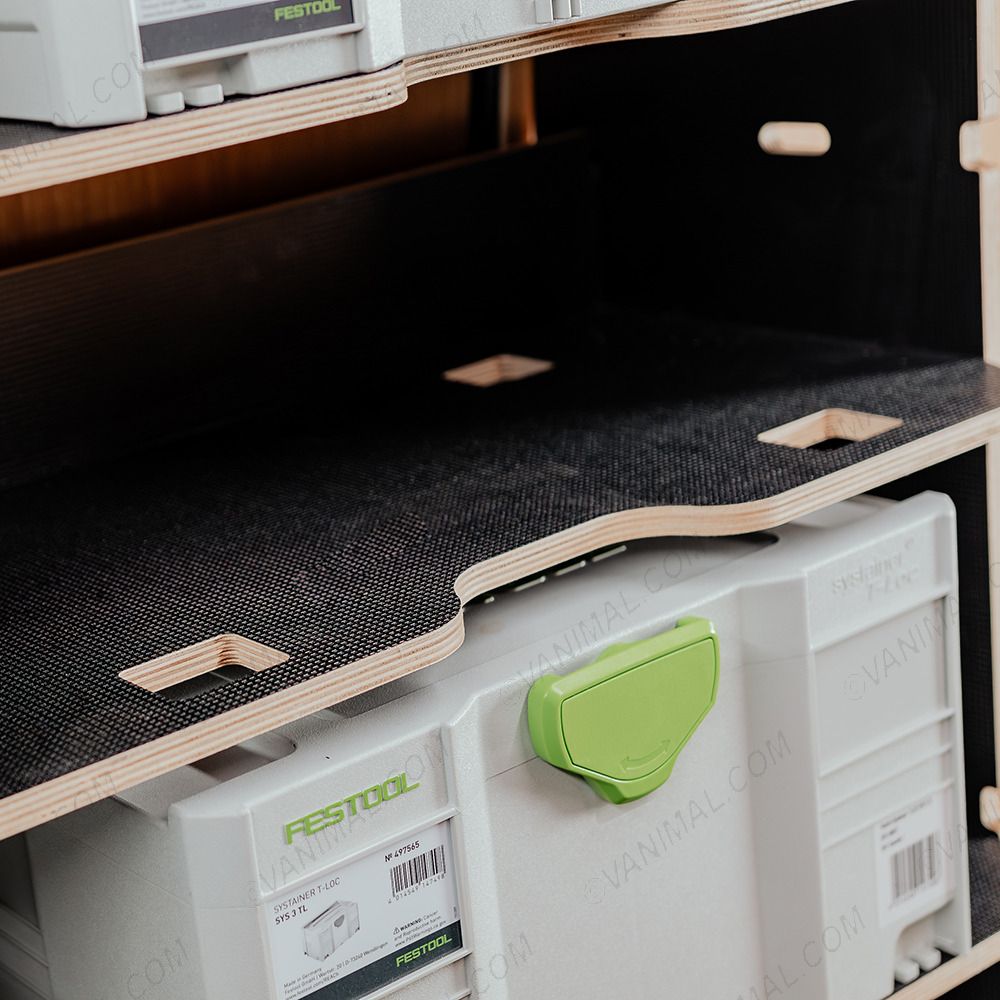 Close-up view of the Festool Systainer Shelving