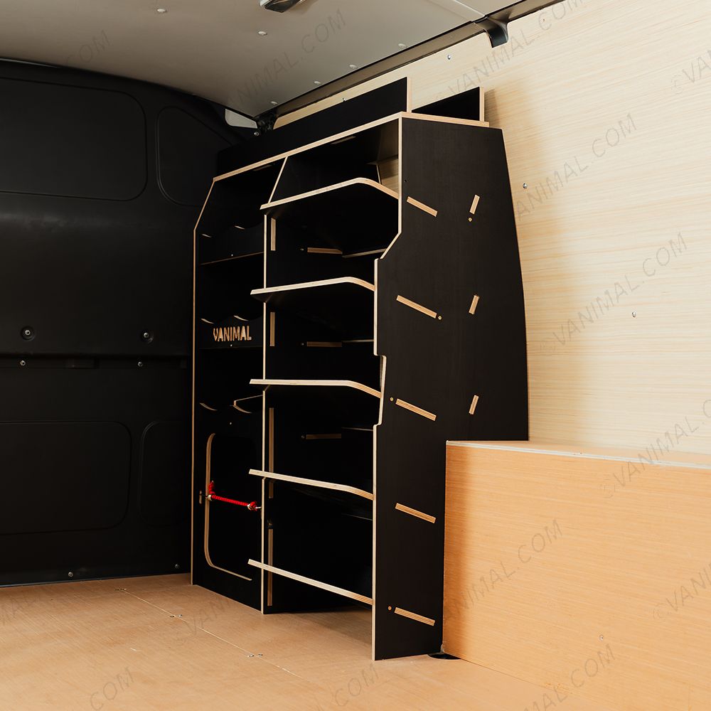 Rear van side angle view of the Fiat Scudo Hexaboard Front Ulti-Rack Van Racking V2