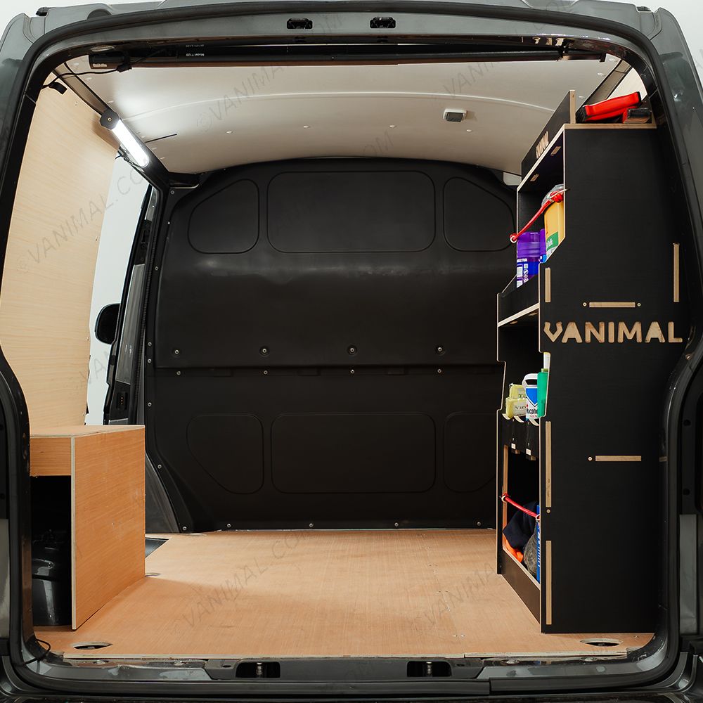 Rear van view of the Fiat Scudo Hexaboard Rear Ulti-Rack Van Racking V2 displayed with equipment