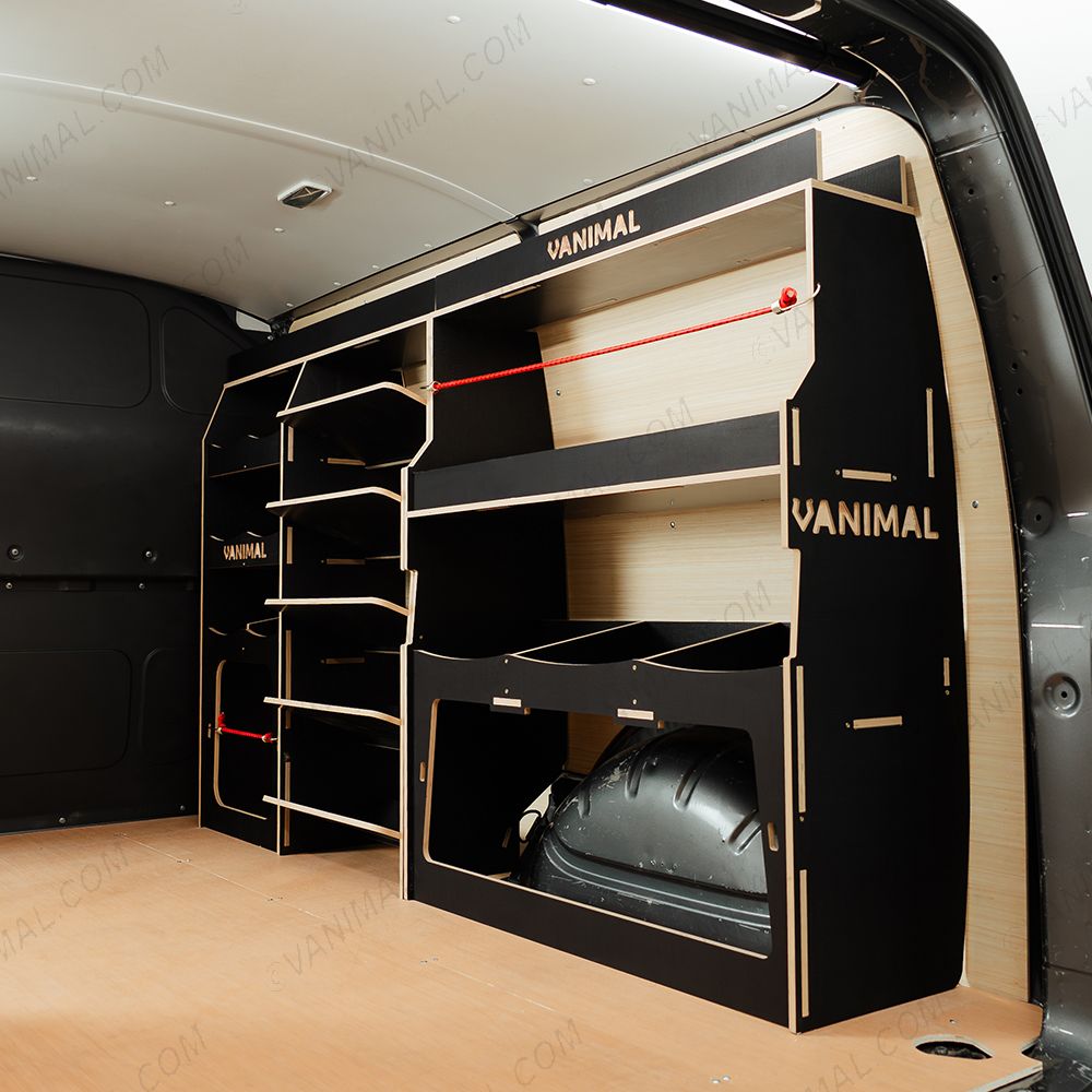 Rear van side angle view of the Fiat Scudo Hexaboard Driver Side Ulti-Rack Van Racking V2