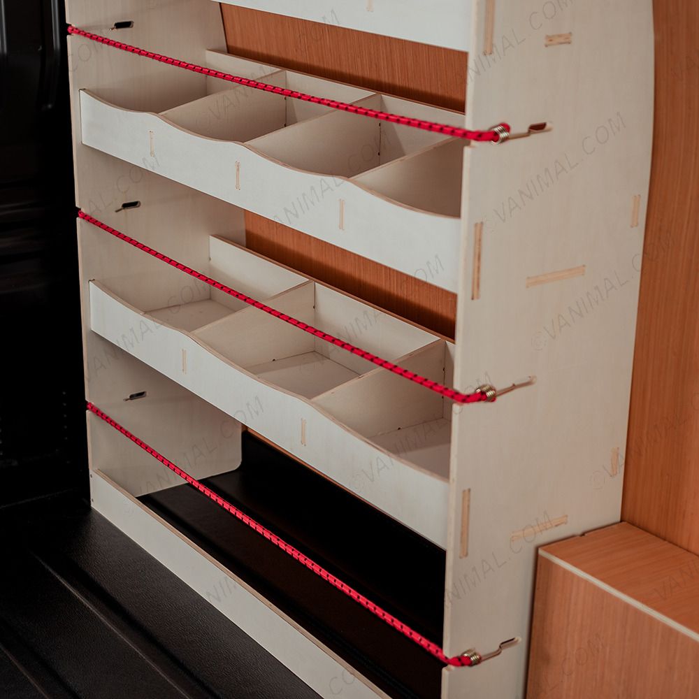 Close-up view of the Fiat Scudo Front Racking and Shelving Unit Compartments