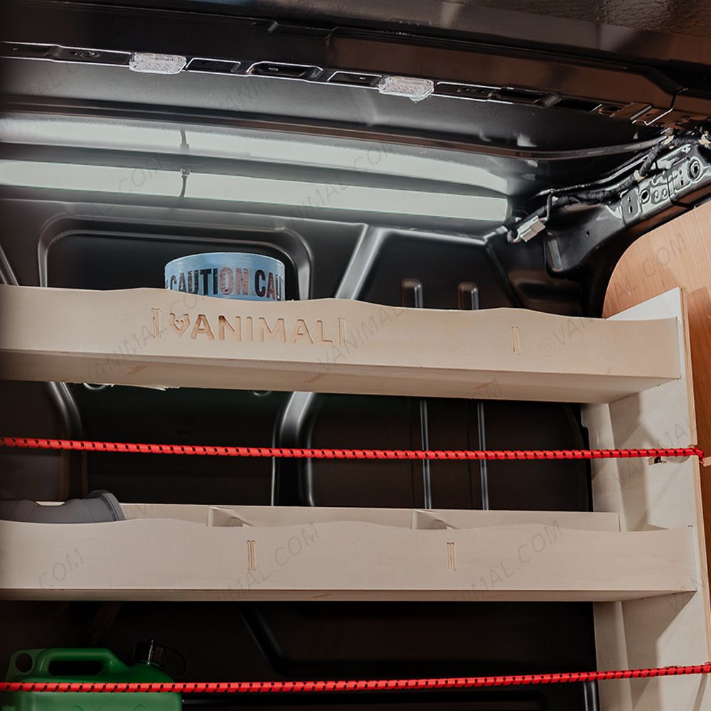 Close-up side angle view of the Fiat Scudo Full-Width Bulkhead Racking
