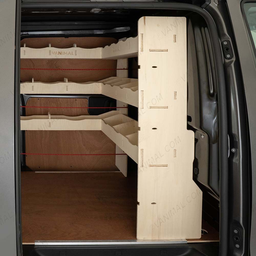 Driver side van view of the Fiat Scudo Bulkhead and Front L-Shape Racking (LH L-Rack)