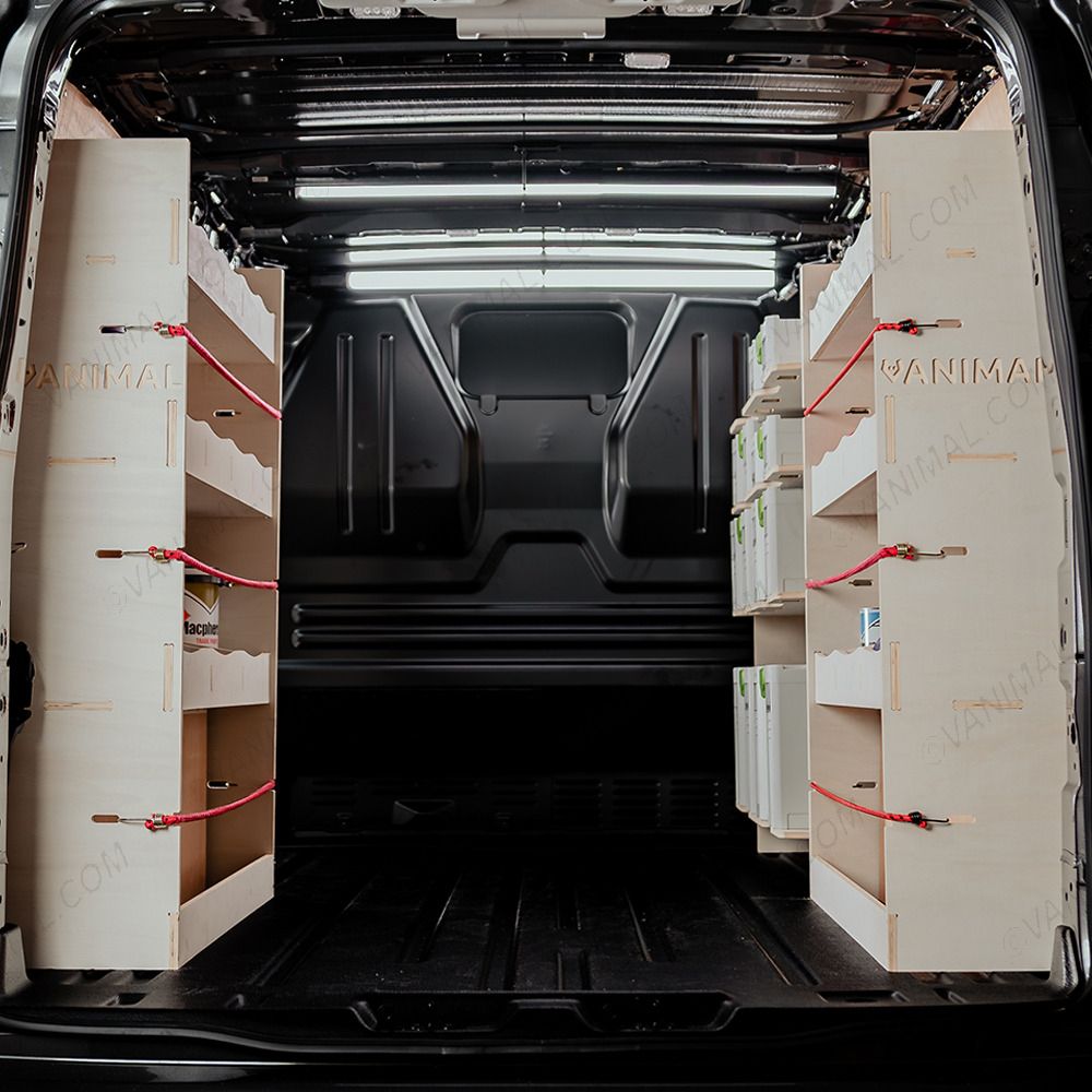 Rear van view of the Fiat Scudo LWB Double Rear and Front Festool Ply Racking (Triple Pack)