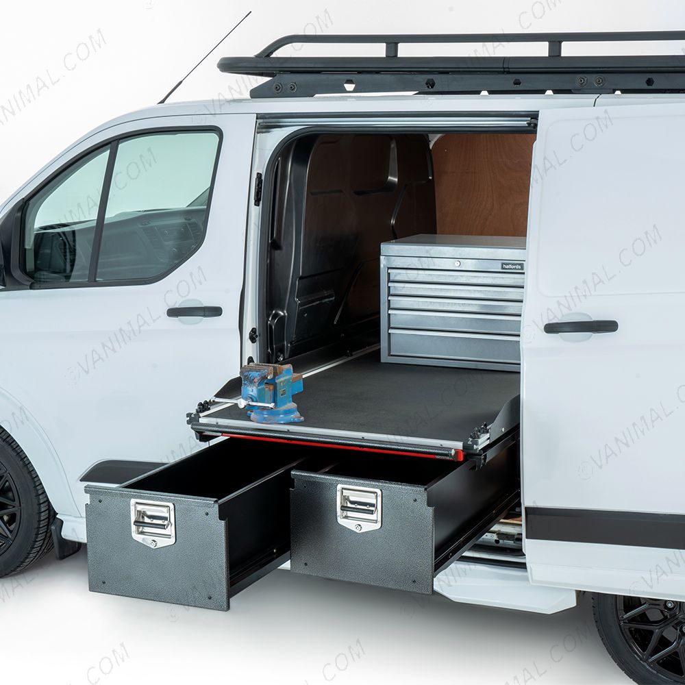 Transit Custom 2012 2023 Deep Double Drawer System with Sliding Floor Vanimal